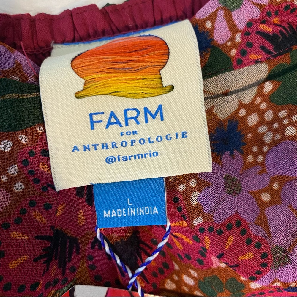 Farm Rio X Anthropologie Tiered Midi/Maxi Dress Strapeless Ruffle Pink Combo NWT - Picture 14 of 15